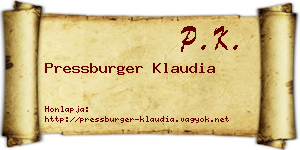 Pressburger Klaudia névjegykártya